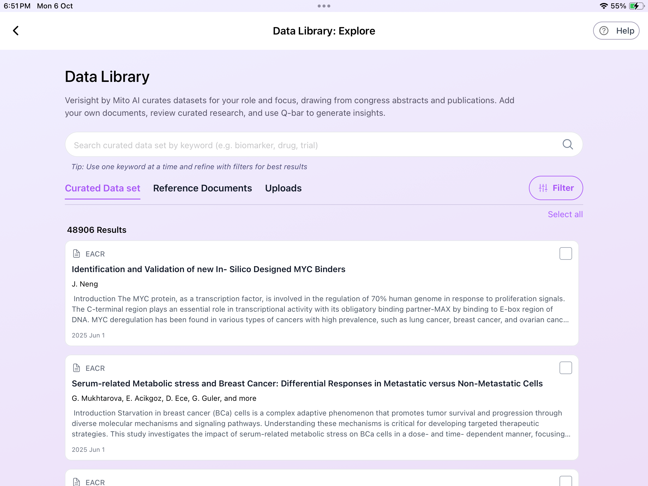 Library screen 3