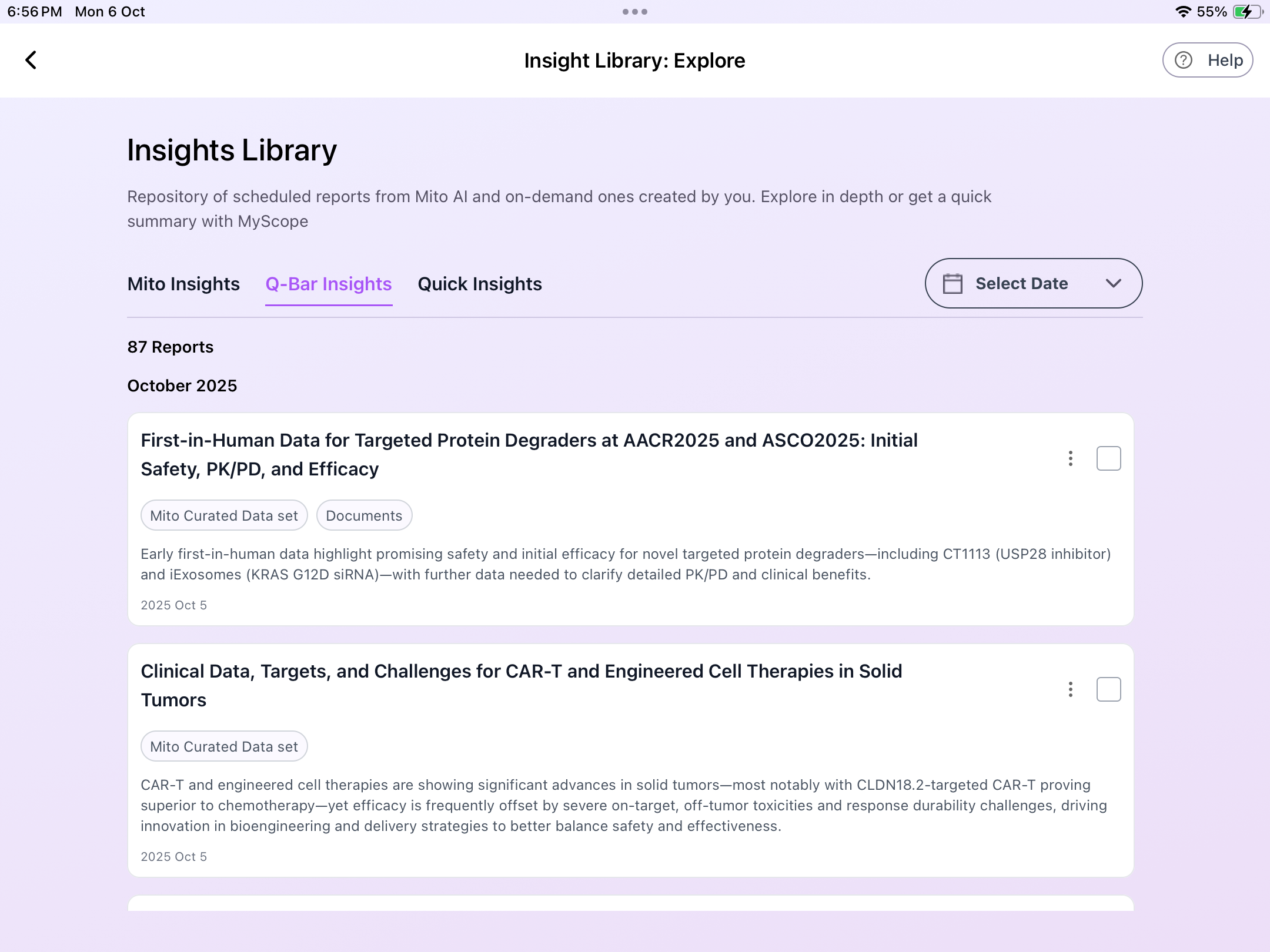 Library screen 1